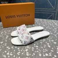 Louis Vuitton LV Women Revival Flat Mule White Monogram-Embossed Lambskin (6)