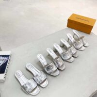 Louis Vuitton LV Women Revival Mule Silver Monogram Embossed Metallic Lambskin (4)