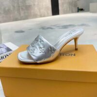 Louis Vuitton LV Women Revival Mule Silver Monogram Embossed Metallic Lambskin (4)