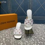 Louis Vuitton LV Women Revival Mule White Monogram-Embossed Lambskin 9.5 cm Heel - Image 7