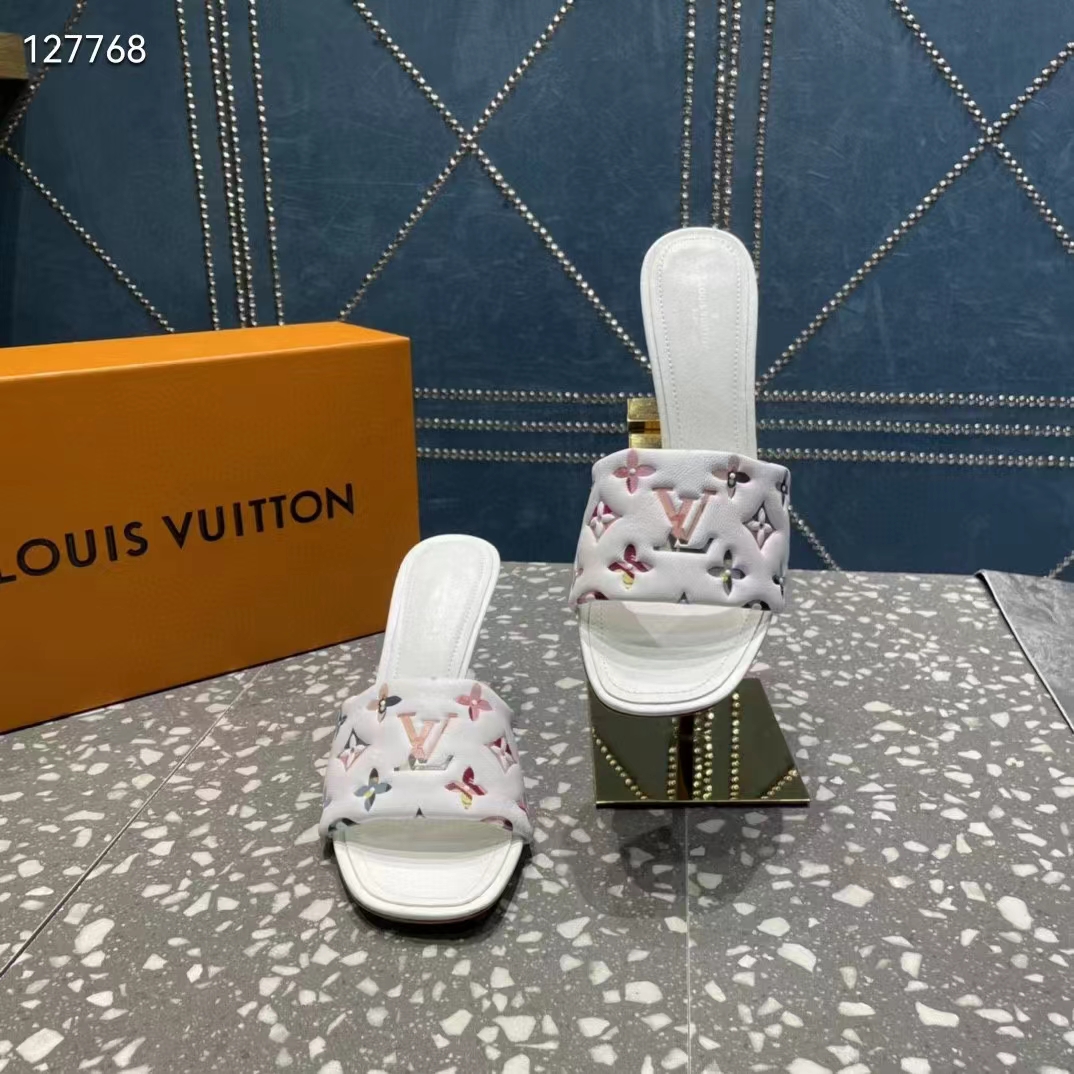 Louis Vuitton Monogram Embossed Lambskin Revival Mules - Size 10