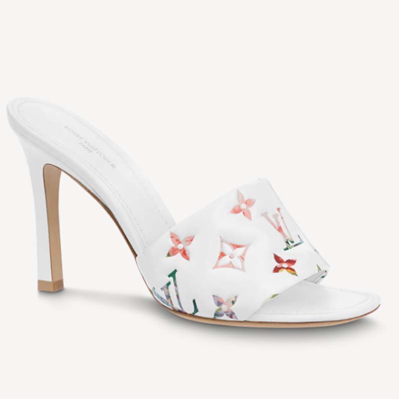 Louis Vuitton Revival Monogram-embossed Leather Flat Mules in White