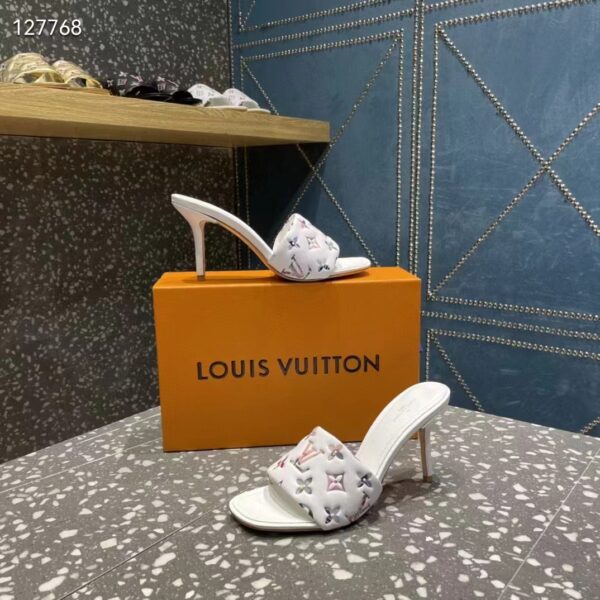Louis Vuitton LV Women Revival Mule White Monogram-Embossed Lambskin 9.5 cm Heel (4)