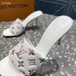 Louis Vuitton LV Women Revival Mule White Monogram-Embossed Lambskin 9.5 cm Heel - Image 9