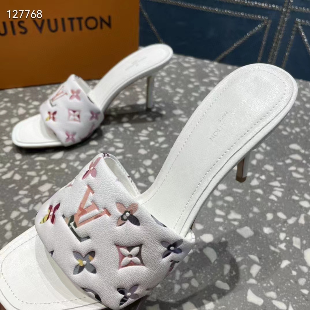 Louis Vuitton 37 Mule White Multicolore Monogram Mule Sandals 9cm heel