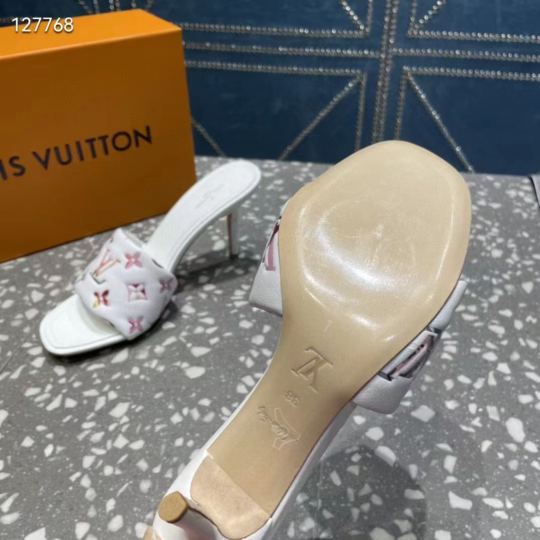 Louis Vuitton, Shoes, Louis Vuitton Revival Mule Monogram Pink Heel  Padded Heels Sandals