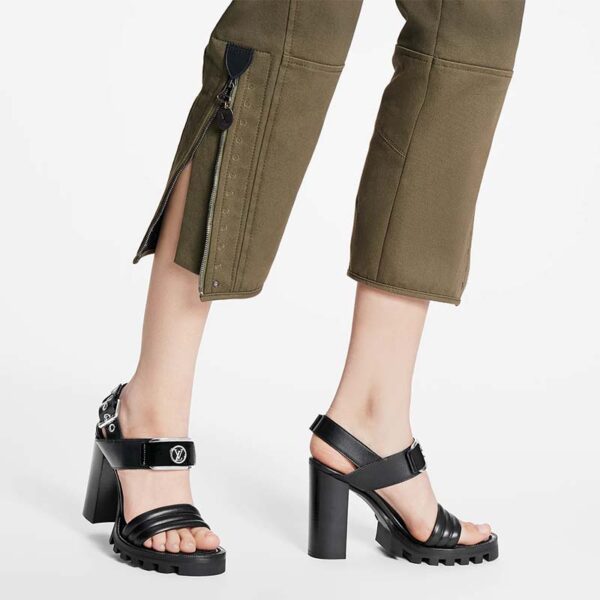 Louis Vuitton LV Women Star Trail Sandal Black Patent Calf Leather 9.5 cm Heel (11)