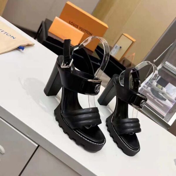 Louis Vuitton LV Women Star Trail Sandal Black Patent Calf Leather 9.5 cm Heel (3)