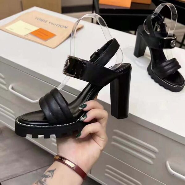 Louis Vuitton LV Women Star Trail Sandal Black Patent Calf Leather 9.5 cm Heel (4)