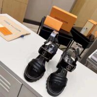 Louis Vuitton LV Women Star Trail Sandal Black Patent Calf Leather 9.5 cm Heel (5)