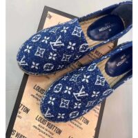 Louis Vuitton LV Women Starboard Flat Espadrille Navy Blue Monogram Denim Rope Rubber (4)