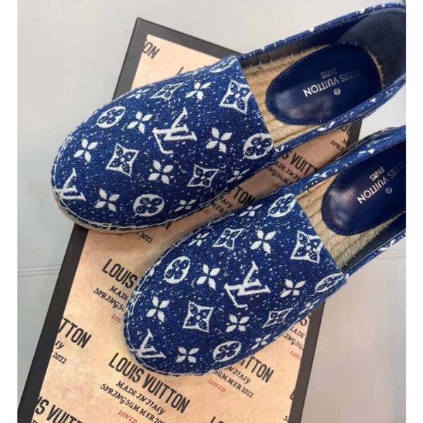Louis Vuitton LV Women Starboard Flat Espadrille Navy Blue Monogram Denim Rope Rubber (1)