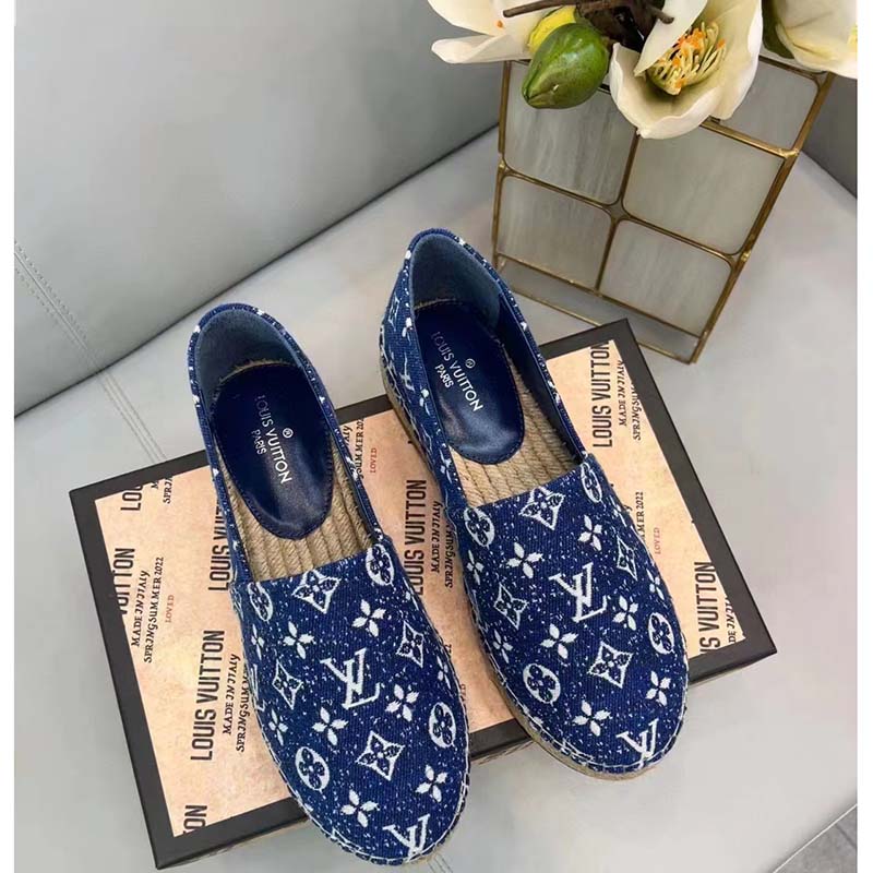 Louis Vuitton Monogram Starboard Flat Espadrilles, Navy, 40