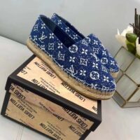 Louis Vuitton LV Women Starboard Flat Espadrille Navy Blue Monogram Denim Rope Rubber (4)