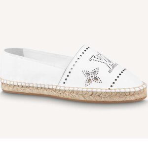 Louis Vuitton LV Women Starboard Flat Espadrille White Perforated Calf Leather Rope Rubber