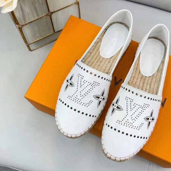 Louis Vuitton LV Women Starboard Flat Espadrille White Perforated Calf Leather Rope Rubber (8)