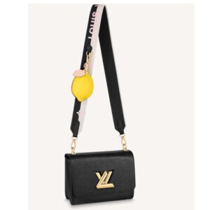 Louis Vuitton LV Women Twist MM Lemon Handbag Black Epi Grained Cowhide