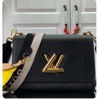 Louis Vuitton LV Women Twist MM Lemon Handbag Black Epi Grained Cowhide (8)