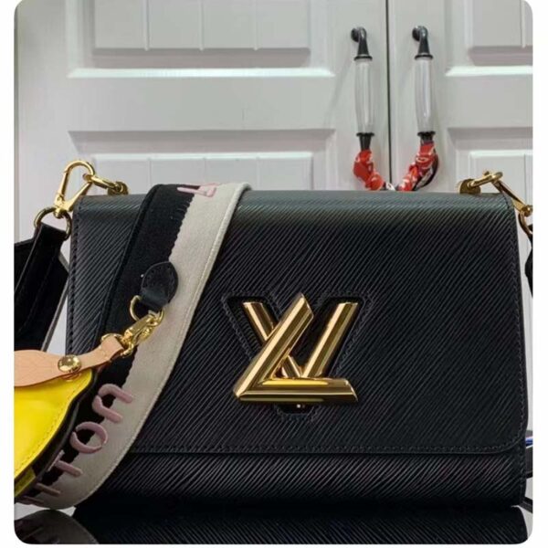 Louis Vuitton LV Women Twist MM Lemon Handbag Black Epi Grained Cowhide (9)