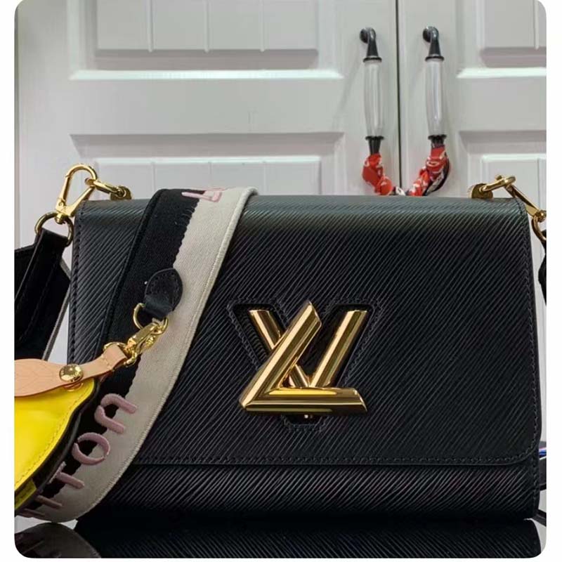 Louis Vuitton LV Women Twist MM Lemon Handbag Black Epi Grained