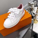 Louis Vuitton Unisex LV Shoes Time Out Sneaker Rose Clair Pink Calf Leather Rubber Outsole - Image 5