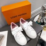 Louis Vuitton Unisex LV Shoes Time Out Sneaker Rose Clair Pink Calf Leather Rubber Outsole - Image 3