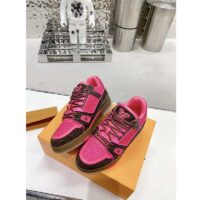Louis Vuitton LV Unisex Trainer Sneaker Pink Strass Rubber Initials Monogram Flowers (5)