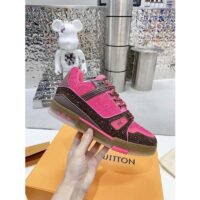 Louis Vuitton LV Unisex Trainer Sneaker Pink Strass Rubber Initials Monogram Flowers (5)