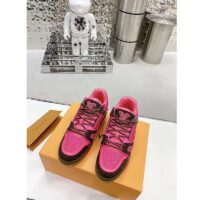 Louis Vuitton LV Unisex Trainer Sneaker Pink Strass Rubber Initials Monogram Flowers (5)