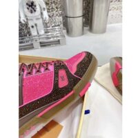 Louis Vuitton LV Unisex Trainer Sneaker Pink Strass Rubber Initials Monogram Flowers (5)