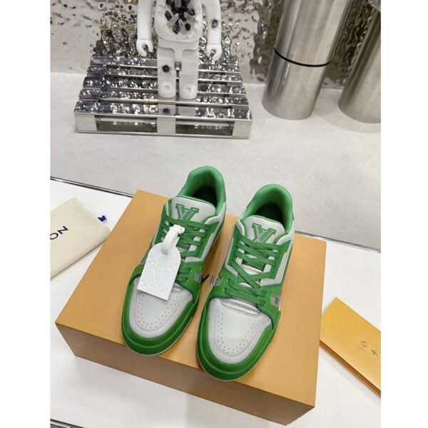 Louis Vuitton Unisex LV Trainer Sneaker Green Epi Calf Leather Rubber Outsole (8)