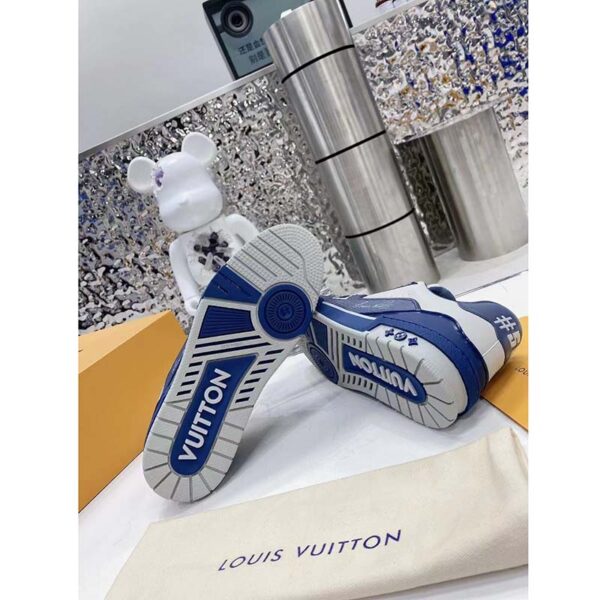 Louis Vuitton Unisex LV Trainer Sneaker Navy Blue Epi Calf Leather Rubber Outsole (1)