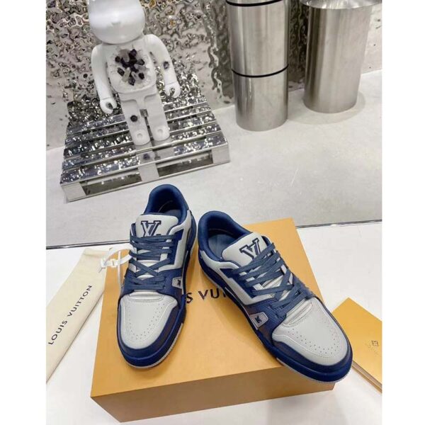 Louis Vuitton Unisex LV Trainer Sneaker Navy Blue Epi Calf Leather Rubber Outsole (11)