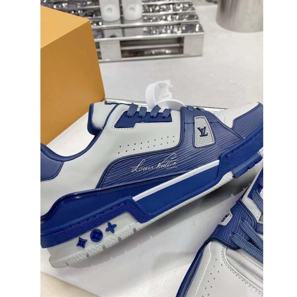 Louis Vuitton Unisex LV Trainer Sneaker Navy Blue Epi Calf Leather Rubber Outsole (4)