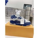 Louis Vuitton Unisex LV Trainer Sneaker Navy Blue Epi Calf Leather Rubber Outsole - Image 3