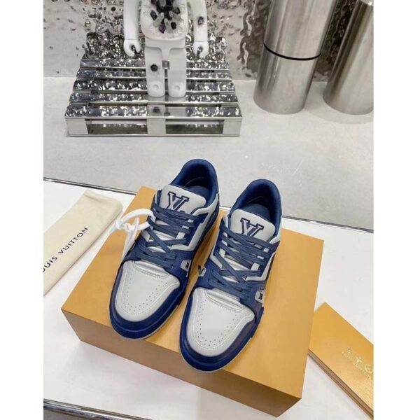 Louis Vuitton Unisex LV Trainer Sneaker Navy Blue Epi Calf Leather Rubber Outsole (6)