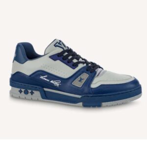 Louis Vuitton Unisex LV Trainer Sneaker Navy Blue Epi Calf Leather Rubber Outsole