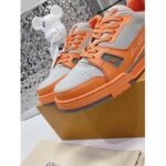 Louis Vuitton Unisex LV Trainer Sneaker Orange Epi Calf Leather Rubber Outsole - Imagen 9