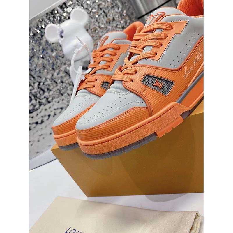 Louis Vuitton Unisex LV Trainer Sneaker Orange Epi Calf Leather Rubber Outsole