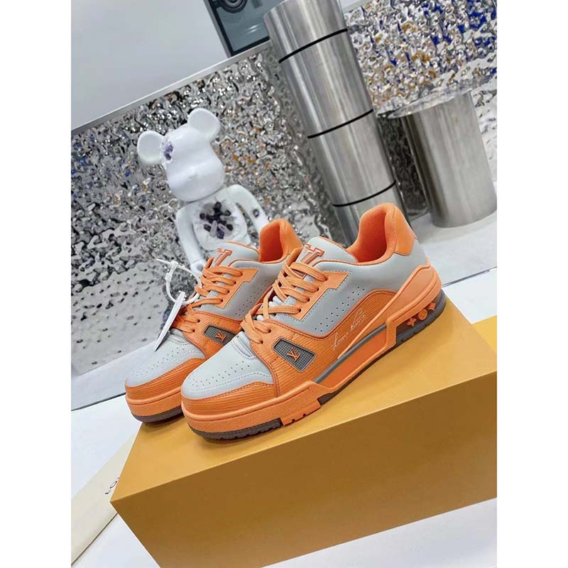 Louis Vuitton Unisex LV Trainer Sneaker Orange Epi Calf Leather Rubber Outsole