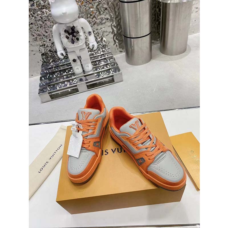 Louis Vuitton Unisex LV Trainer Sneaker Orange Epi Calf Leather Rubber Outsole