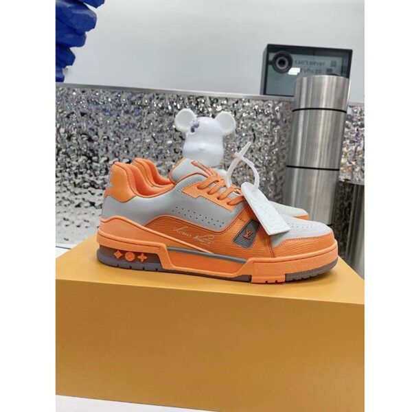 Louis Vuitton Unisex LV Trainer Sneaker Orange Epi Calf Leather Rubber Outsole (6)