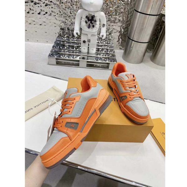 Louis Vuitton Unisex LV Trainer Sneaker Orange Epi Calf Leather Rubber Outsole (9)