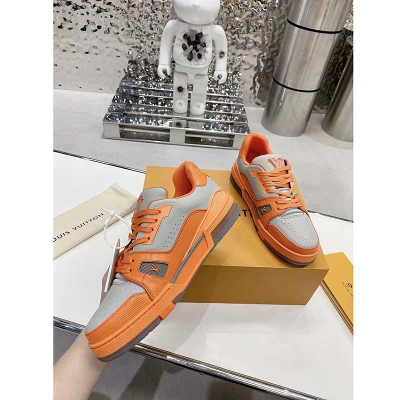 Louis Vuitton Unisex LV Trainer Sneaker Orange Epi Calf Leather Rubber Outsole
