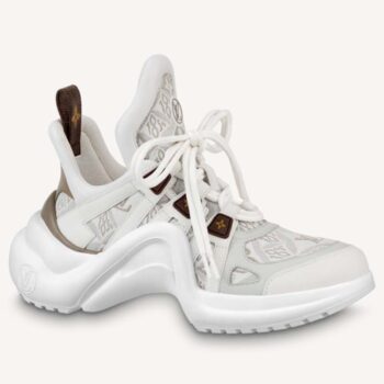 Louis Vuitton Women LV Archlight Sneaker Beige Jacquard Textile Oversized Rubber