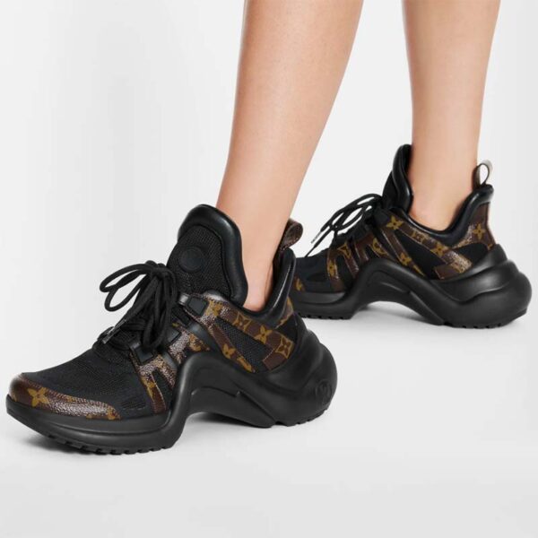 Louis Vuitton Women LV Archlight Sneaker Black Patent Monogram Canvas Technical Fabrics (3)