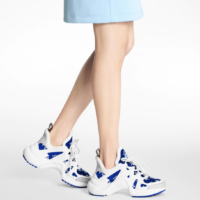 Louis Vuitton Women LV Archlight Sneaker Blue Monogram Velvet Oversized Rubber 5 Cm Heel (1)