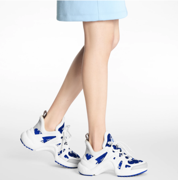 Louis Vuitton Women LV Archlight Sneaker Blue Monogram Velvet Oversized Rubber 5 Cm Heel (2)