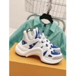 Louis Vuitton Women LV Archlight Sneaker Blue Monogram Velvet Oversized Rubber 5 Cm Heel - Image 2