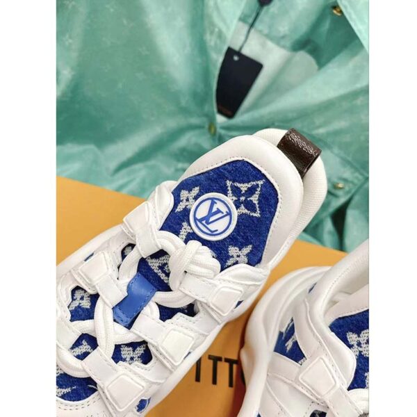 Louis Vuitton Women LV Archlight Sneaker Blue Monogram Velvet Oversized Rubber 5 Cm Heel (4)